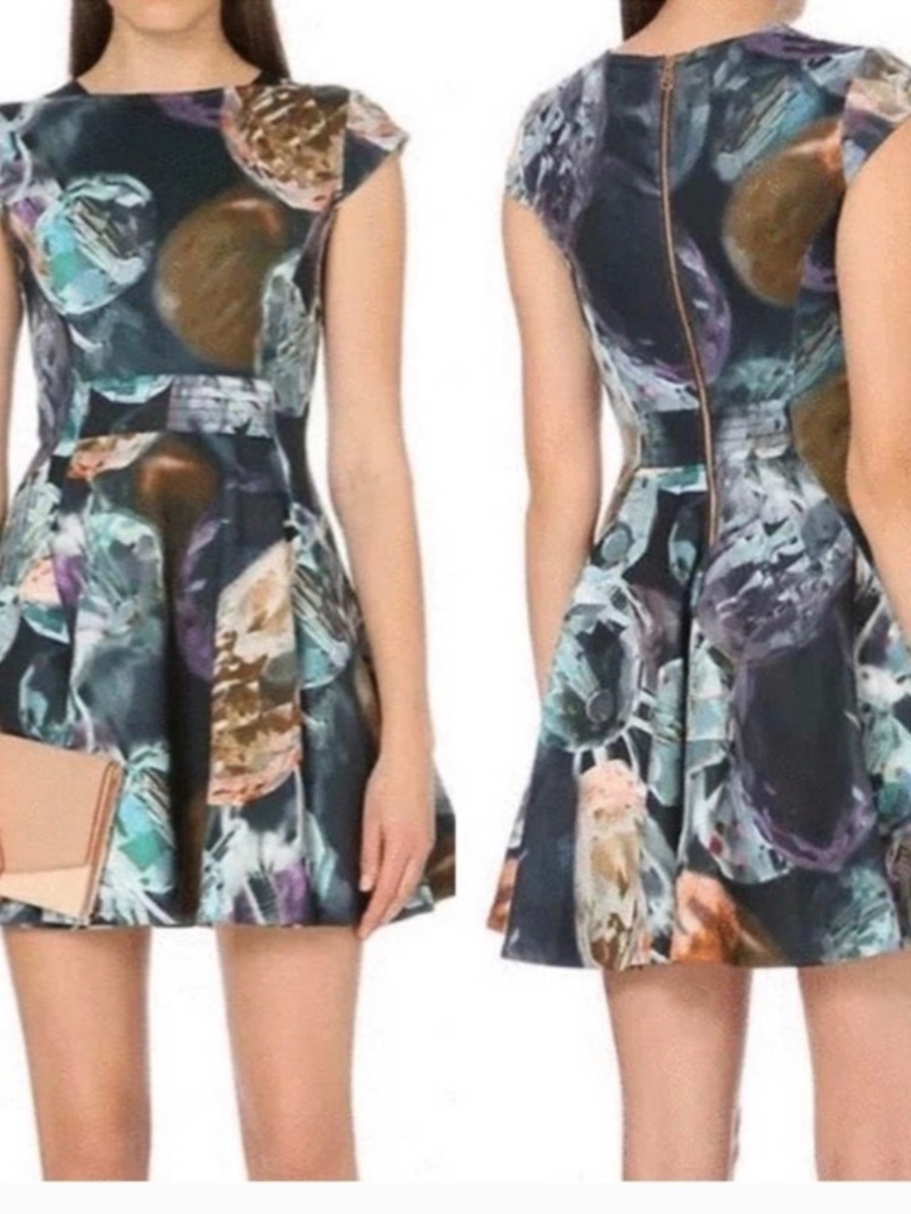 Ted Baker l Ullia Glistening Gems Pleated Skater Mini Dress